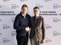 John Kazickas with the KTU 4th year Materials Engineering PhD student Mindaugas Ilickas